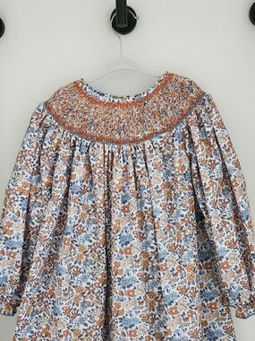 Smocked Flamingo Floral Long-Sleeve Dress Size 6